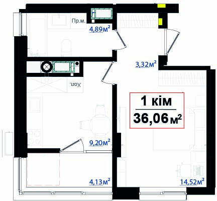 1-кімнатна план A