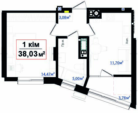 1-кімнатна план B