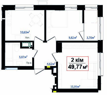 2-кімнатна план A