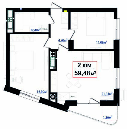 2-кімнатна план B